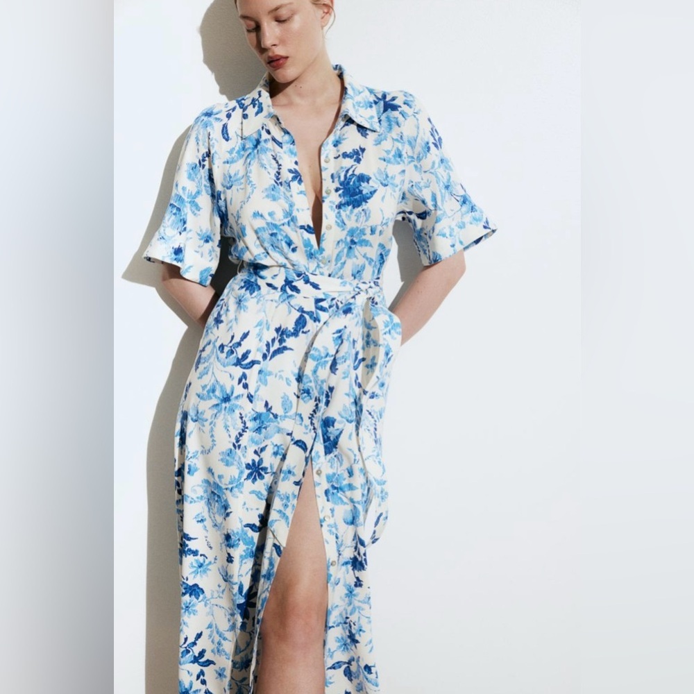 Tie belt shirt dress